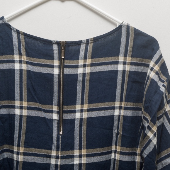 Old Navy Plaid Dress, three-quarter sleeves, navy - Picture 3 of 4